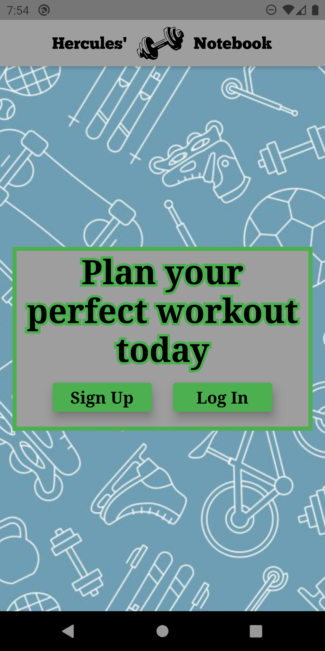 The first screen a user sees when opening the mobile app