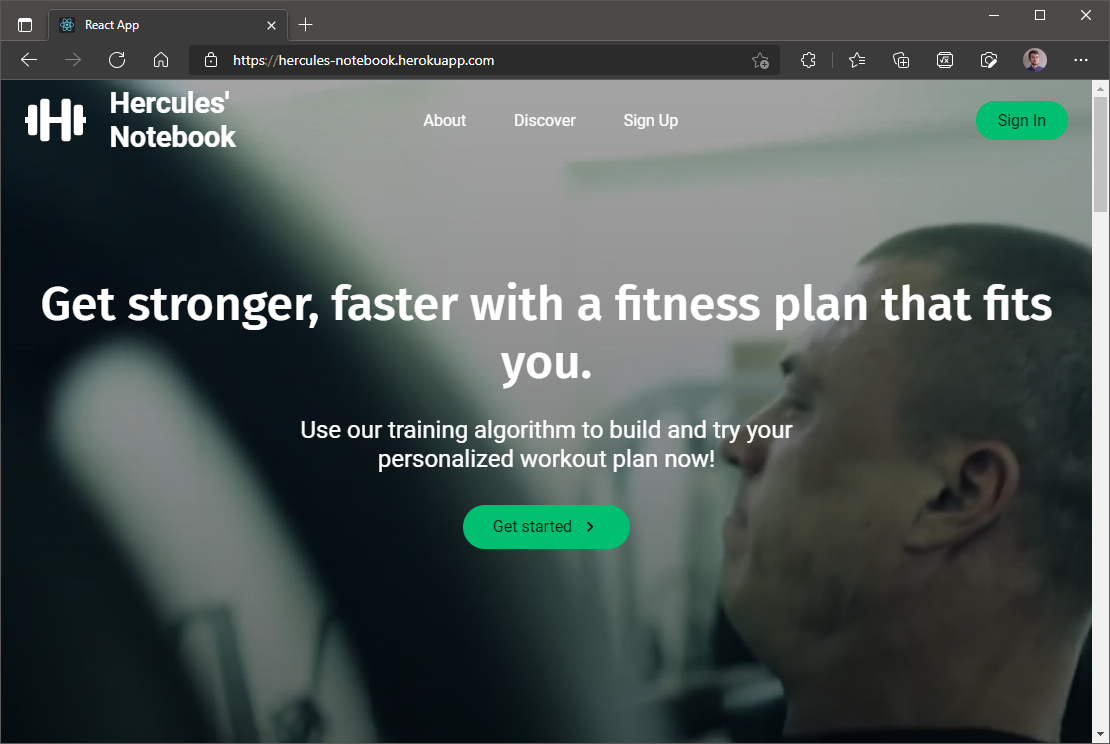 The splash screen of the Hercules' Notebook website